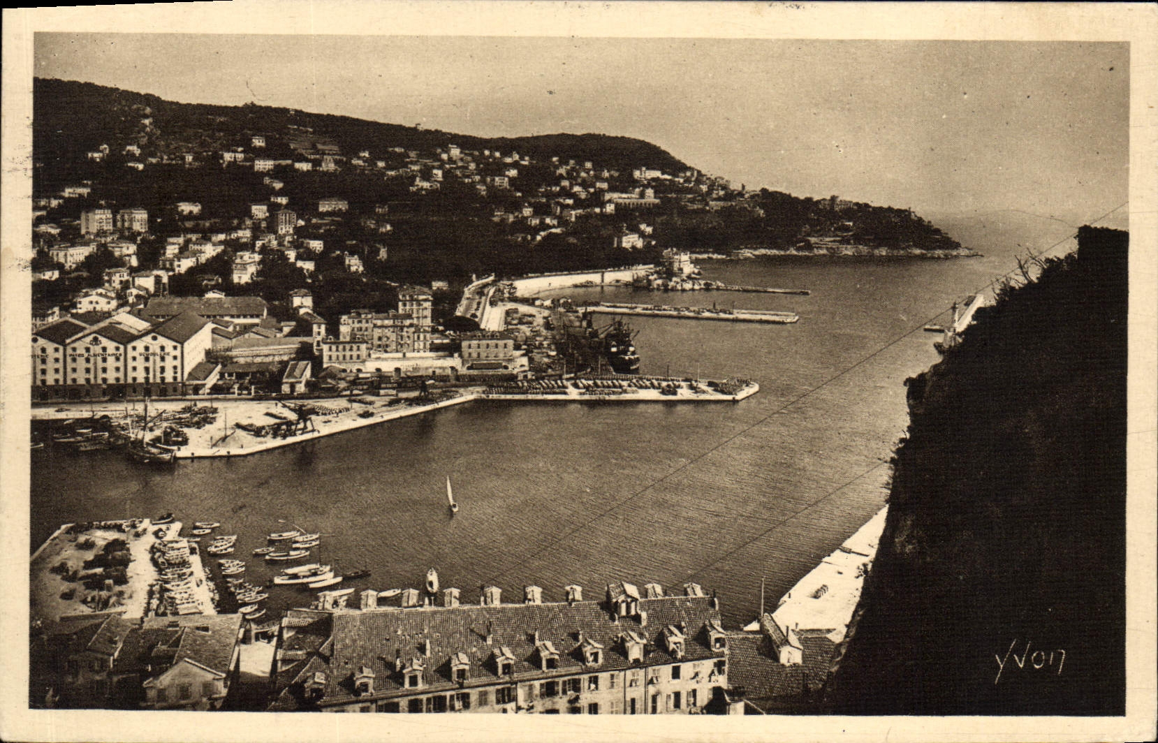 Niza entrada POSTAL de la VENDIMIA del montaje del puerto y del boro