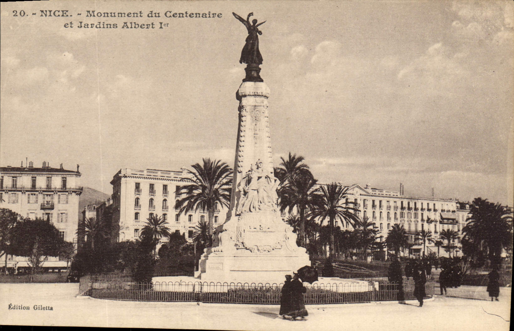 Monumento de la POSTAL de la VENDIMIA Niza del centenario y del jardín Albert 1r