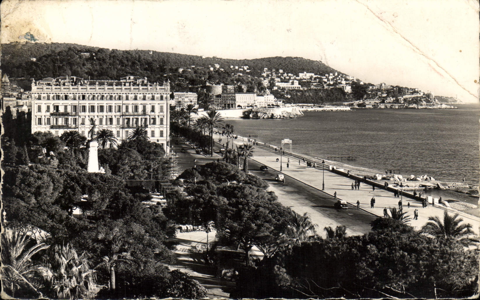 POSTAL MODERNA Niza vista de Ruhl en los jardines Albert 1r en la parte inferior el montaje del boro