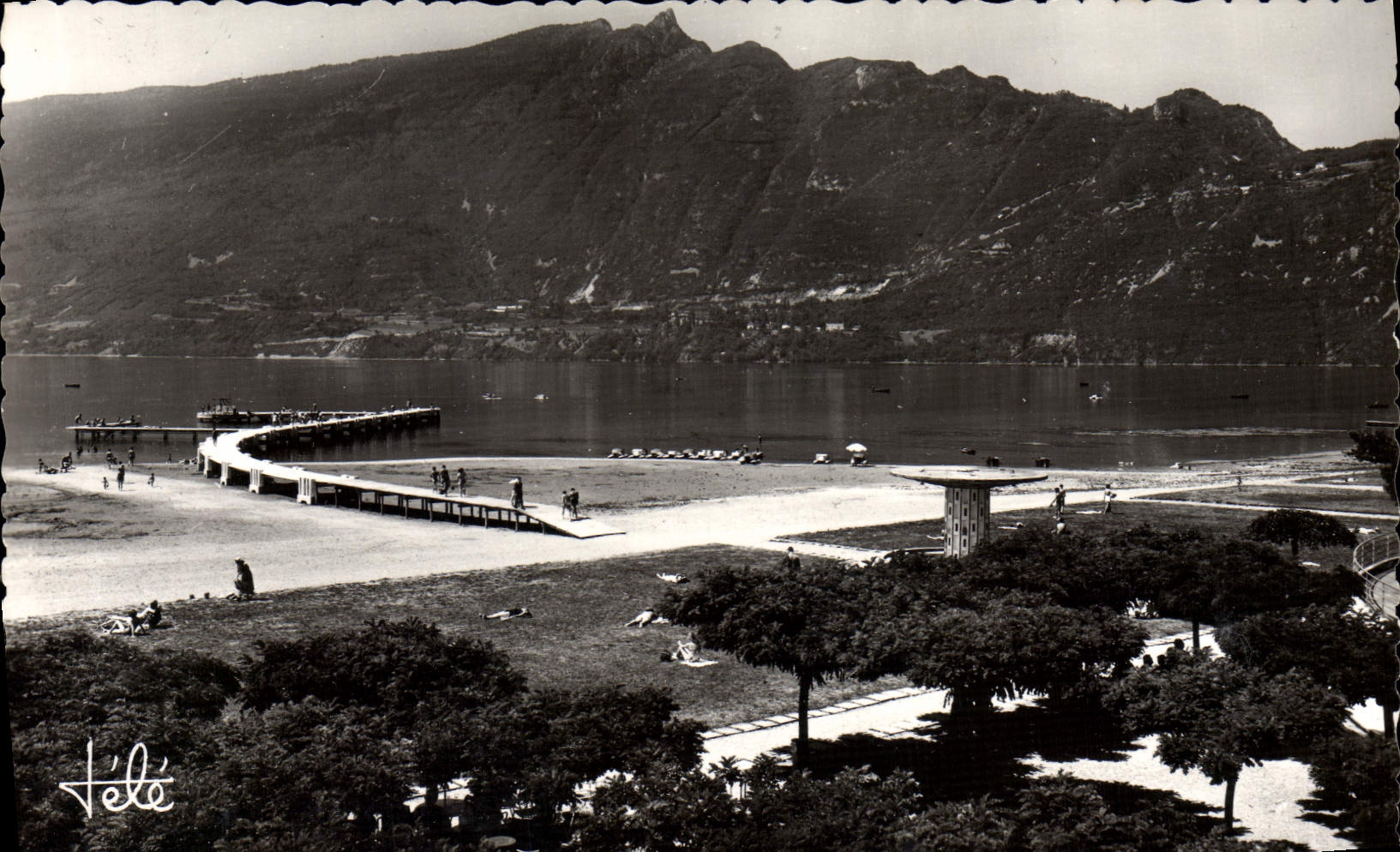 MODERN CARD Aix Les Bains the Beach and the Tooth of the Cat