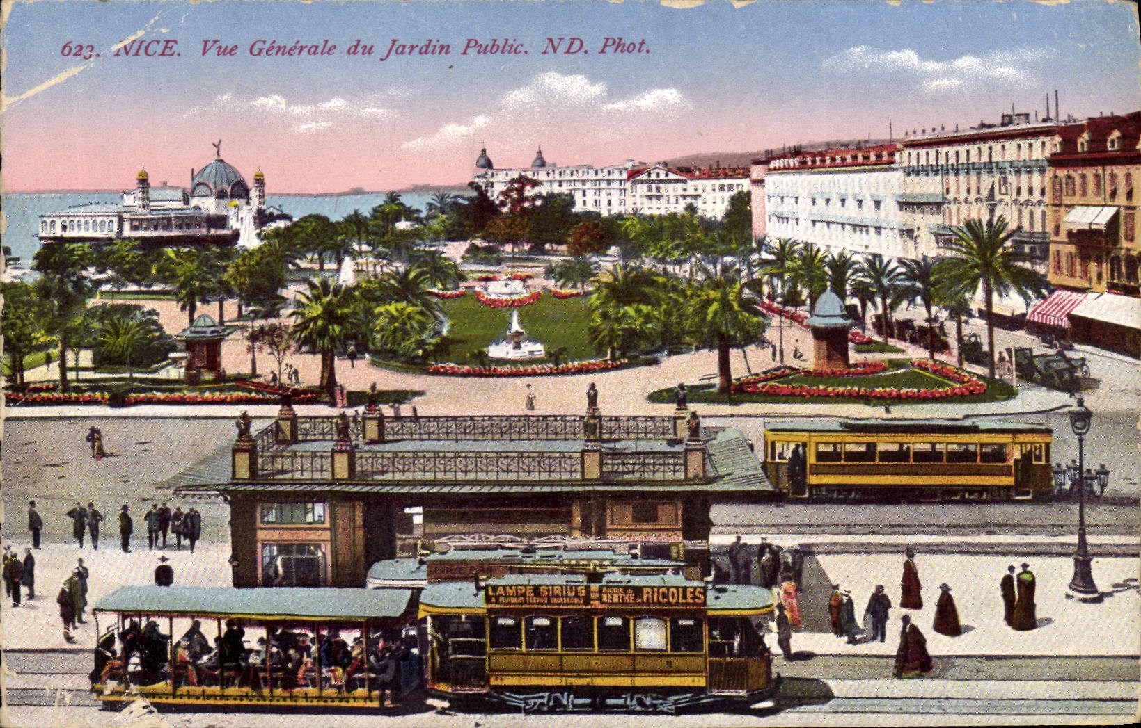 CPA Nice Vue Generale du Jardin Public Tramway Ricqles
