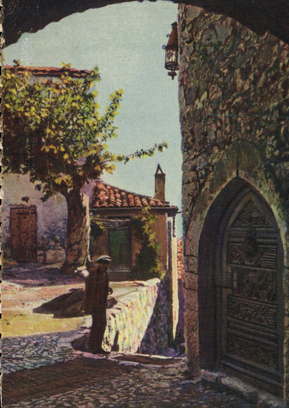VINTAGE POSTCARD Eze Old woman Street