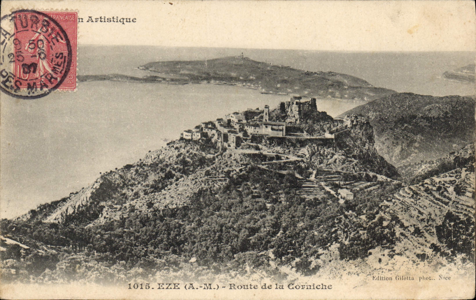 Camino de Eze de la POSTAL de la VENDIMIA de la cornisa