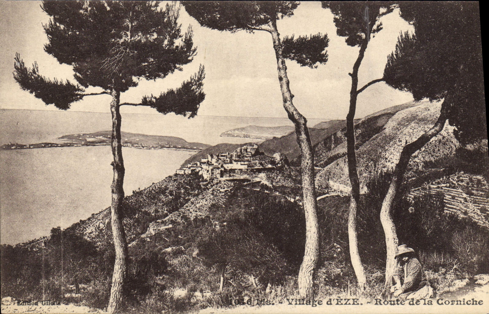 POSTAL Eze de la VENDIMIA en el camino de la aldea del mar de la cornisa