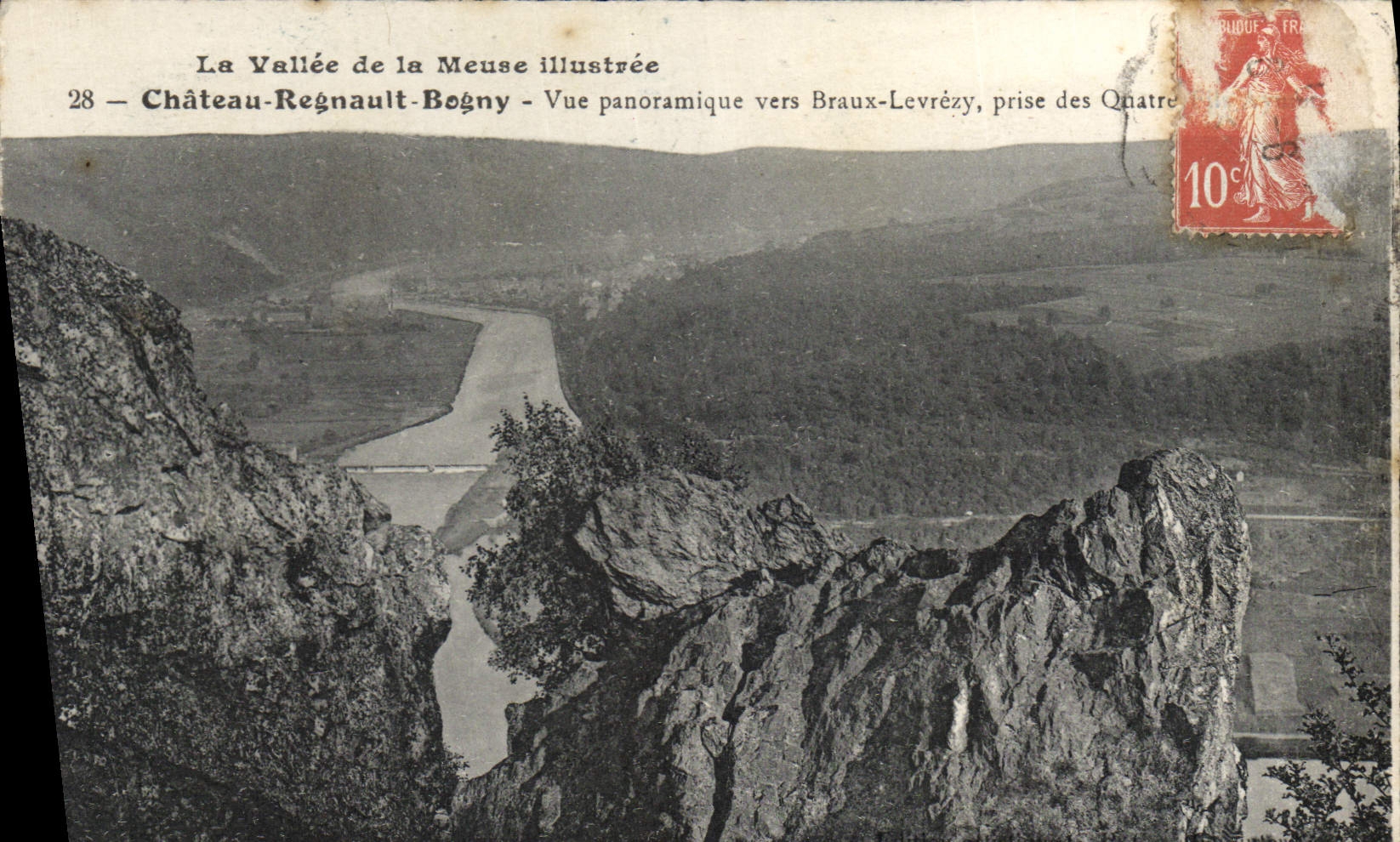 VINTAGE POSTCARD Castle Regnault Bogny Panoramic View Towards Braux Levrezy