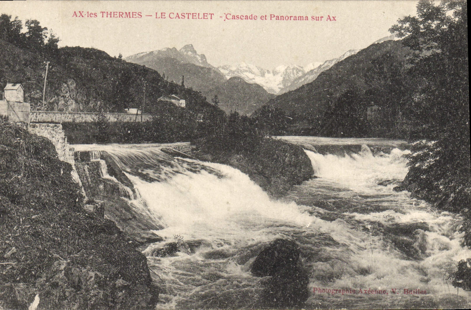 CPA Ax Les Thermes Le Castelet Cascade Et Panorama Sur Ax