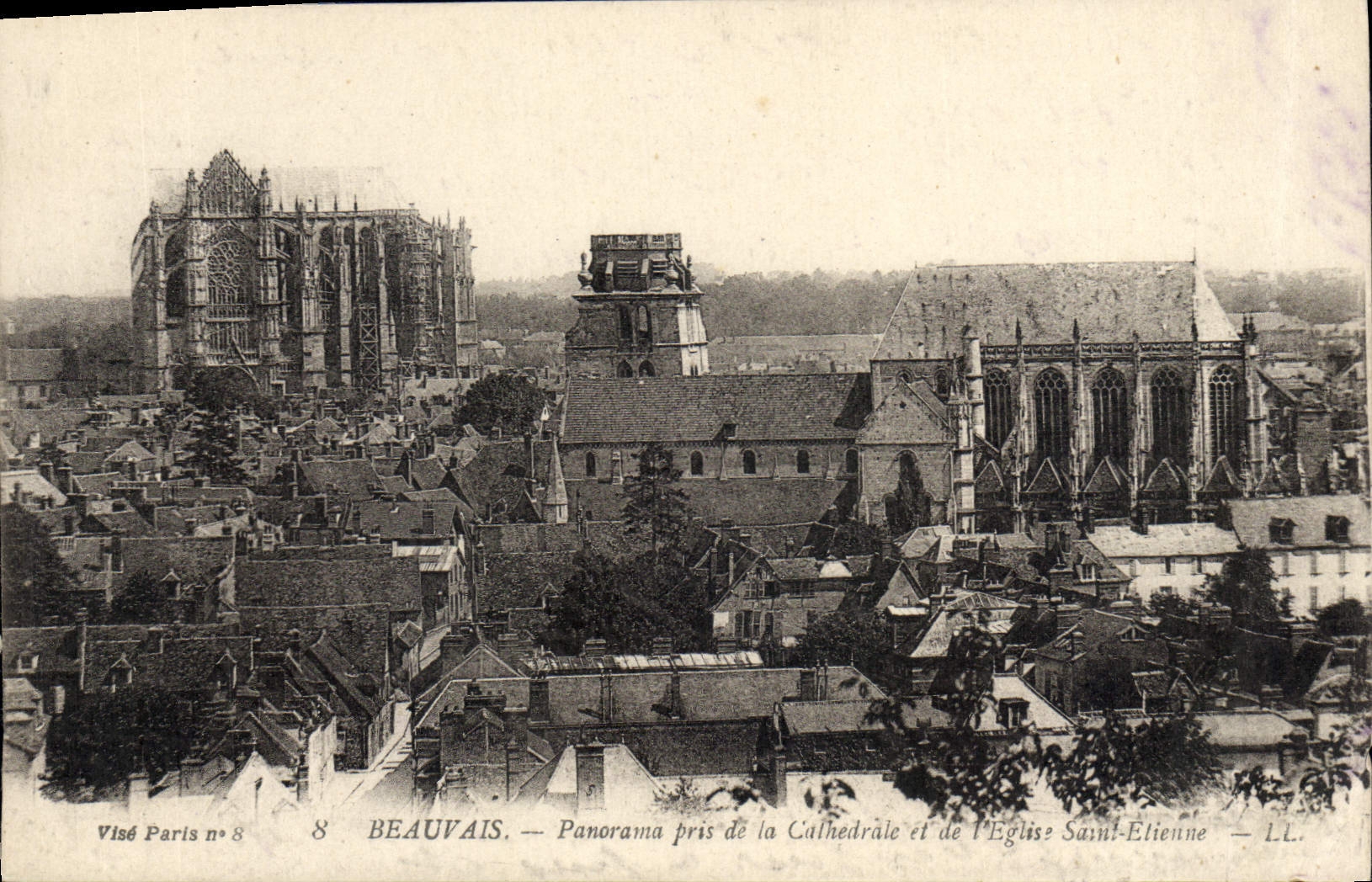 VINTAGE POSTCARD Beauvais Panorama Taken Of the Cathedral And De I' Eglise Etieune Saint