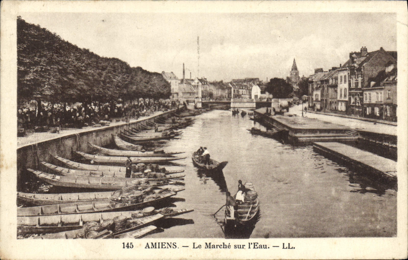 Mercado de Amiens de la POSTAL de la VENDIMIA en el agua de I