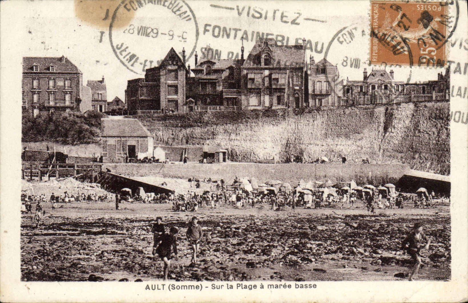 VINTAGE POSTCARD Ault On the Beach has Low tide