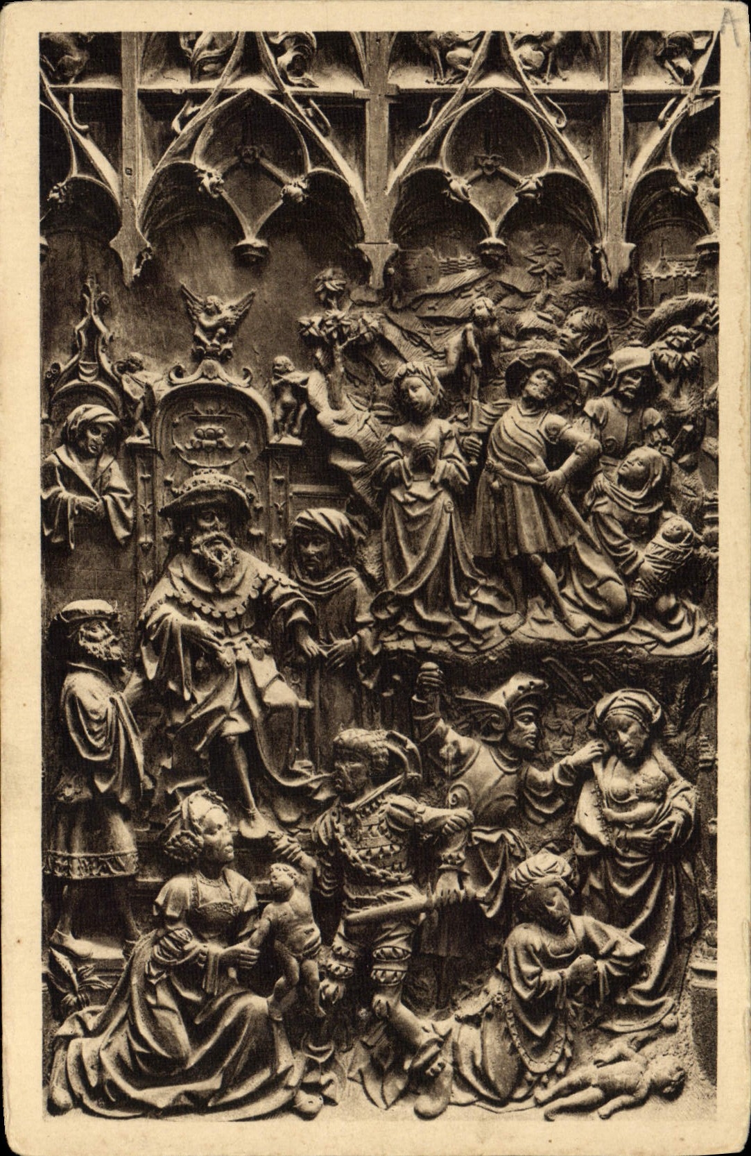 VINTAGE POSTCARD Amiens Stalls Of the Chorus the massacre of the innocent