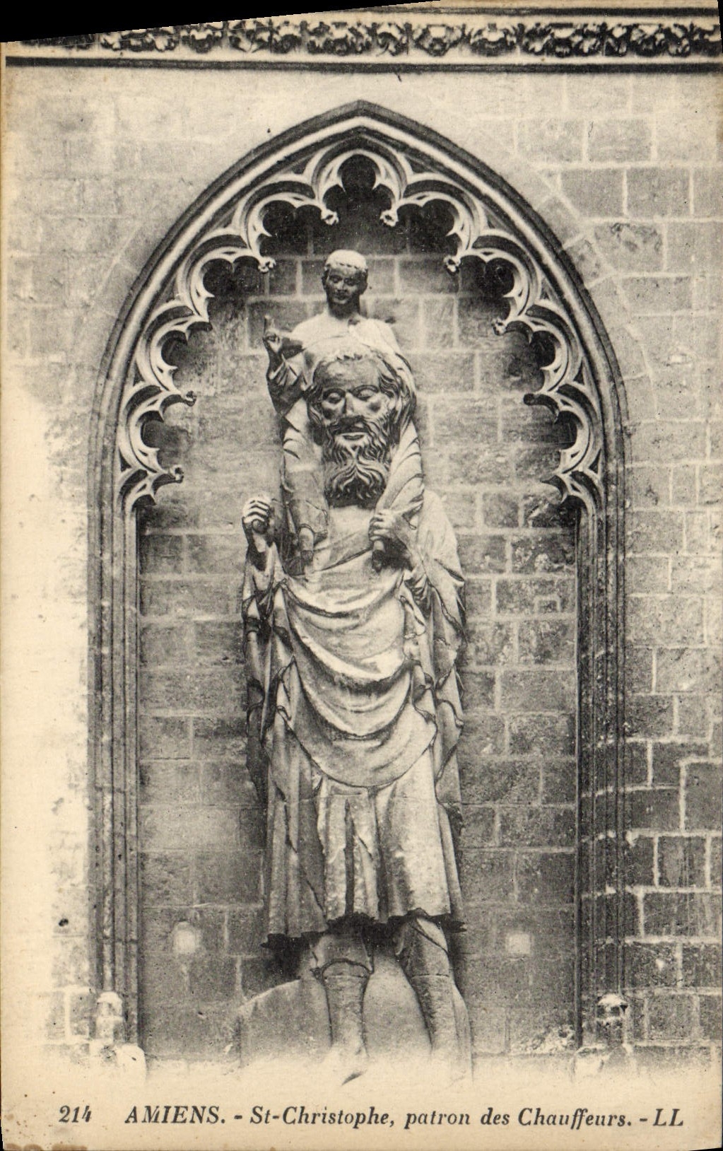 VINTAGE POSTCARD Amiens St Christophe Patron Of the Drivers