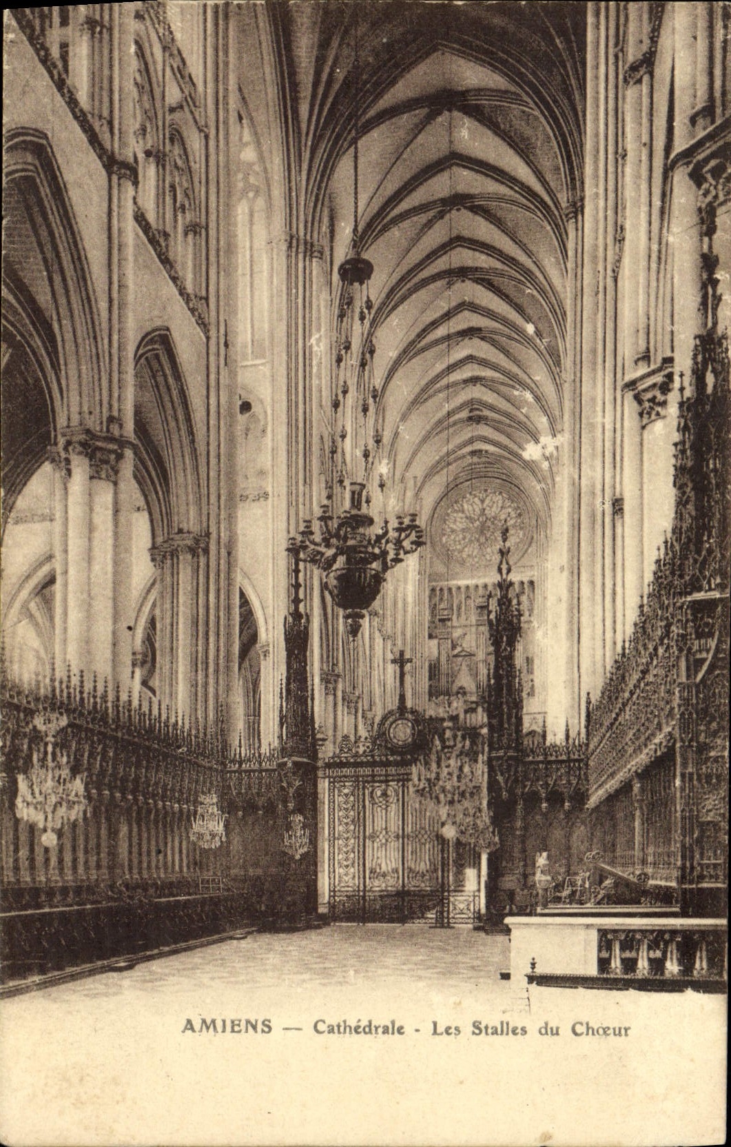 VINTAGE POSTCARD Amiens Cathedral Stalls Of the Chorus