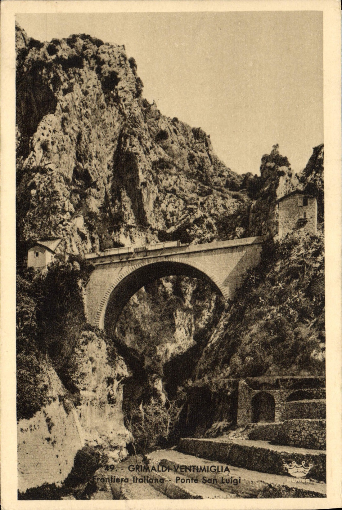 VINTAGE POSTCARD Grimaldi Ventimiglia Frontiero Italiana Big shot San Luigi