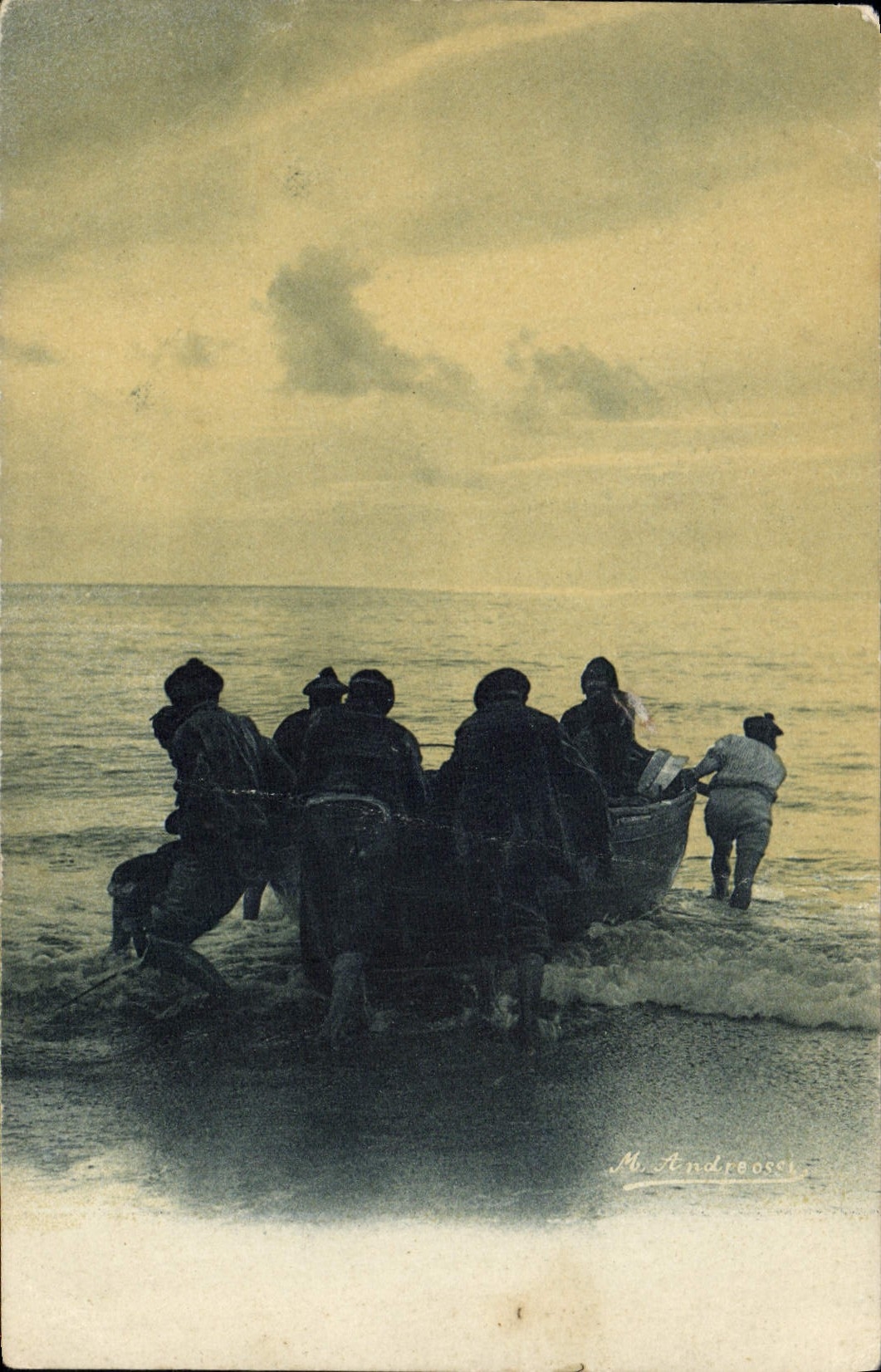 El Sinning de los pescados del barco de la POSTAL de la VENDIMIA