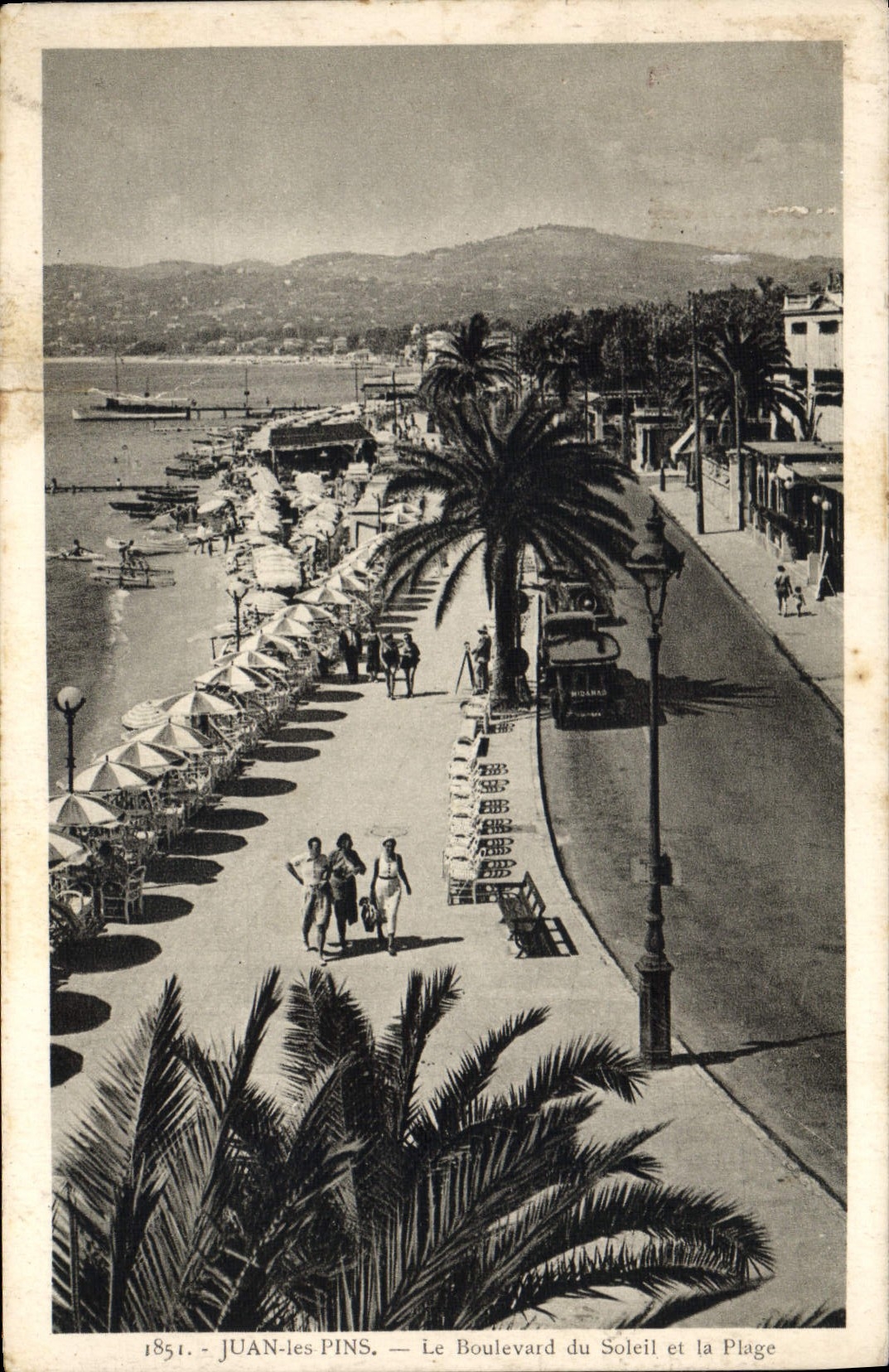 VINTAGE POSTCARD Juan Pines the Boulevard Of the Sun And the Beach