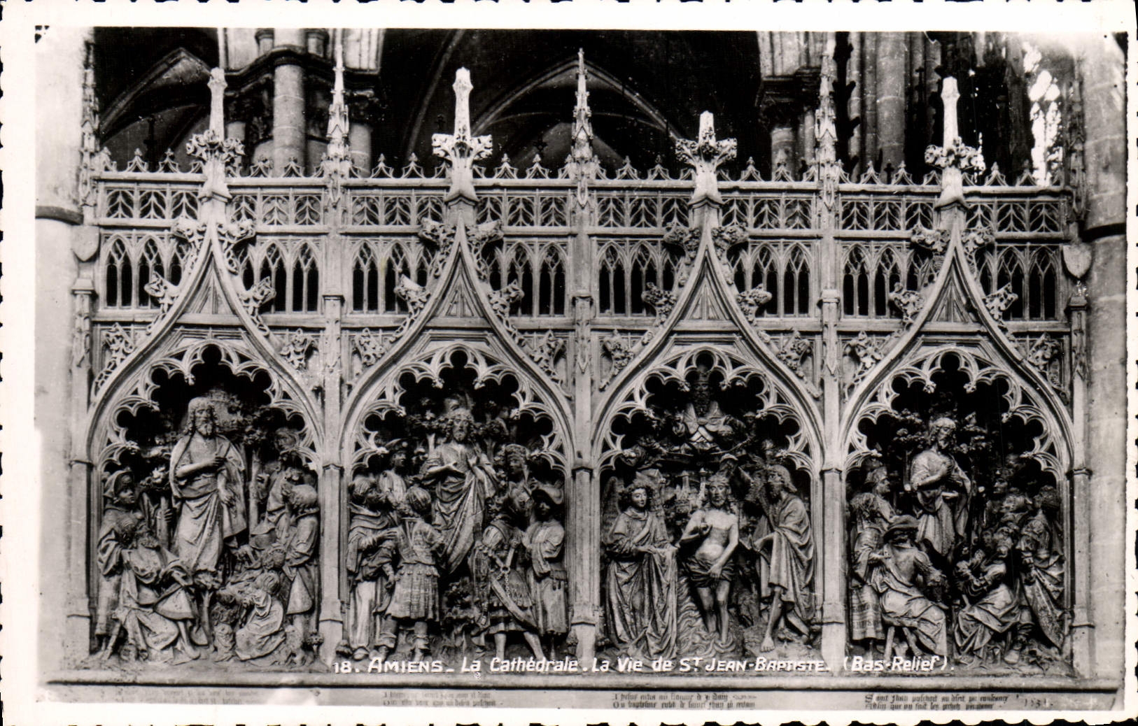VINTAGE POSTCARD Amiens the Cathedral Life Of St Jean Low Baptist relief