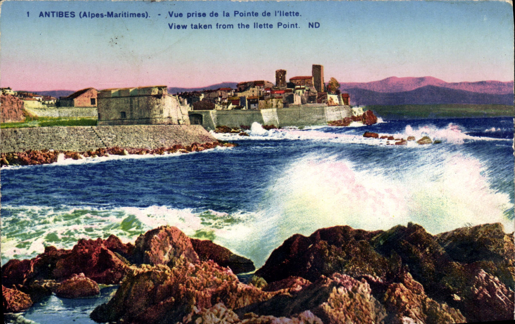 VINTAGE POSTCARD Antibes Seen from Of Top of I' Ilette