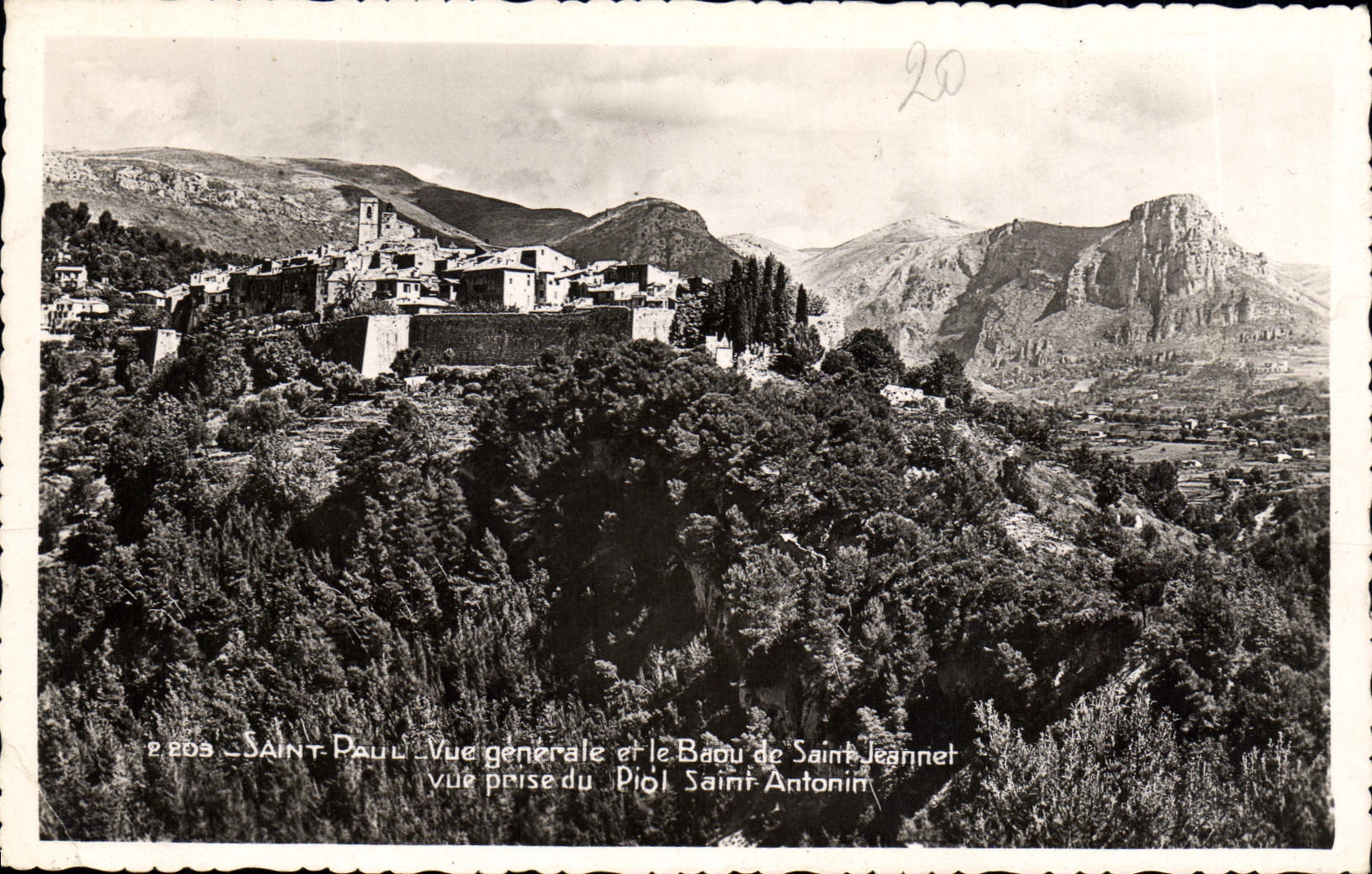 CPM Saint Paul Vue Generale et le Baou de Saint Jeannet Vue prise du Piol Saint Antonin 