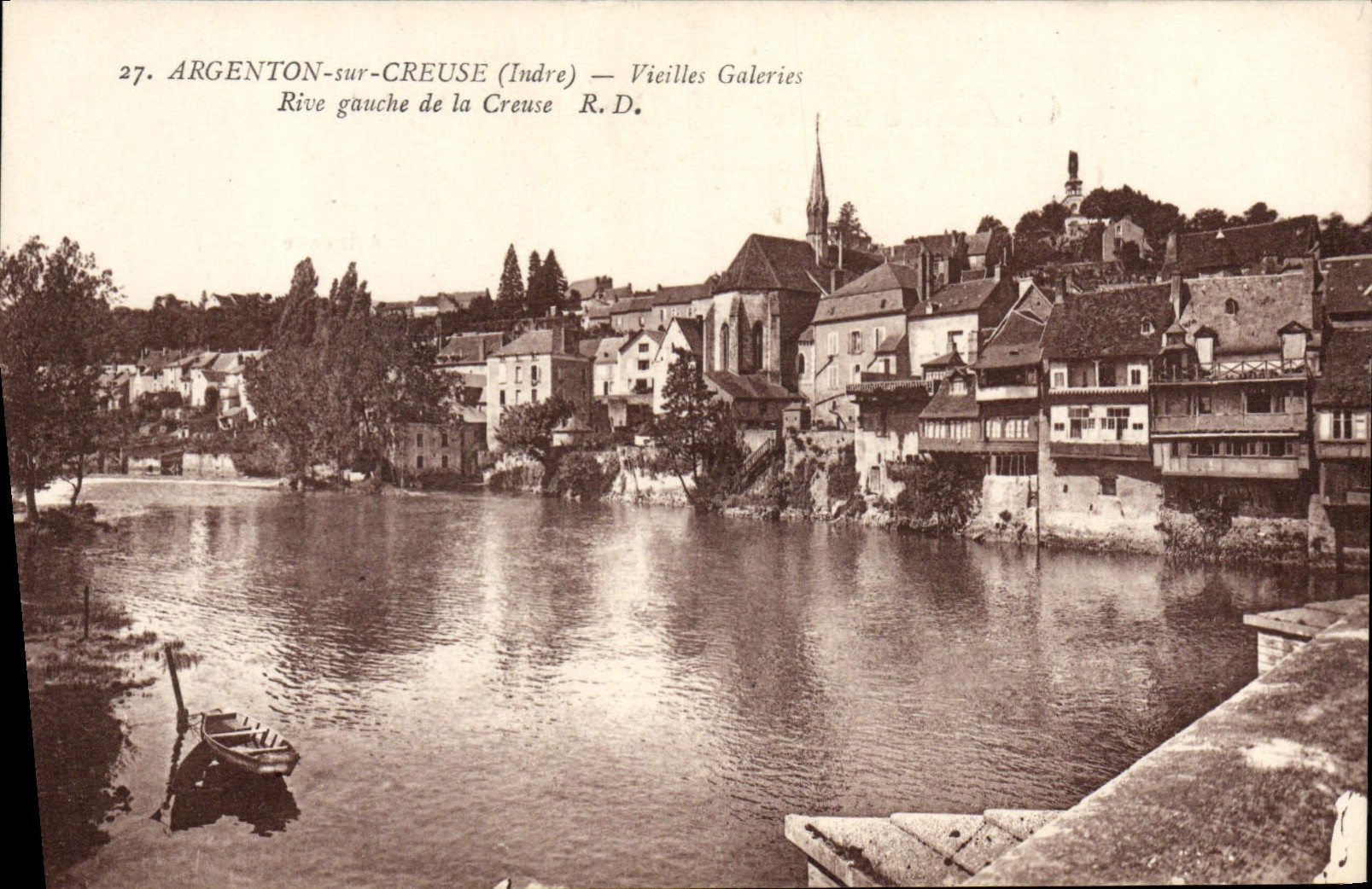 CPA Argenton Sur Creuse Vieilles Galeries rive gauche de la creuse