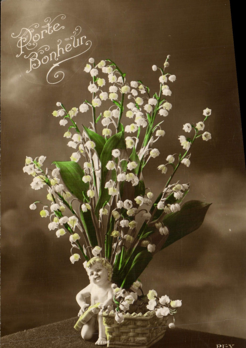 VINTAGE POSTCARD Fantasy Lily of the valley Happy New Year
