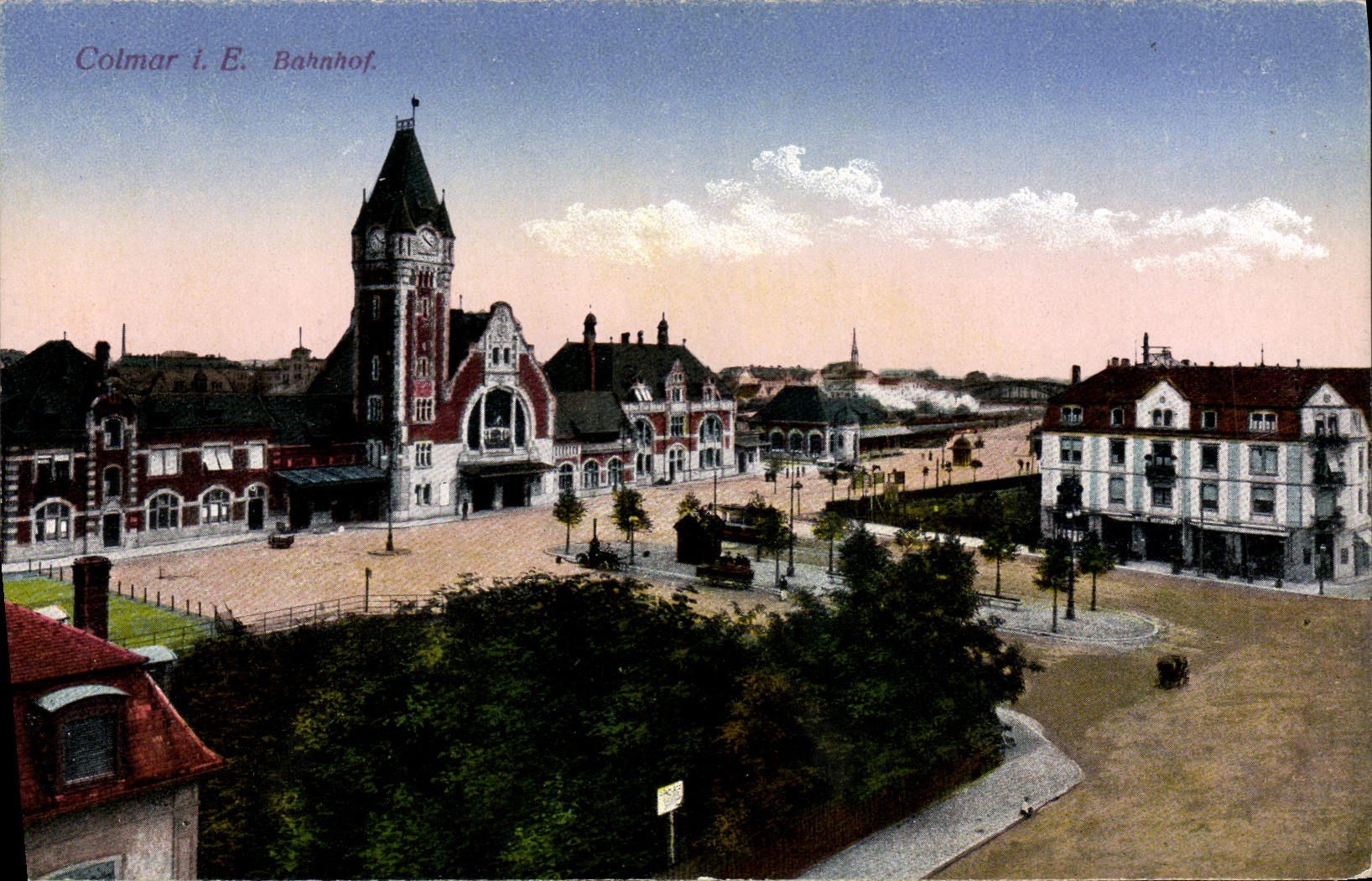 VINTAGE POSTCARD Bahnhof Colmar