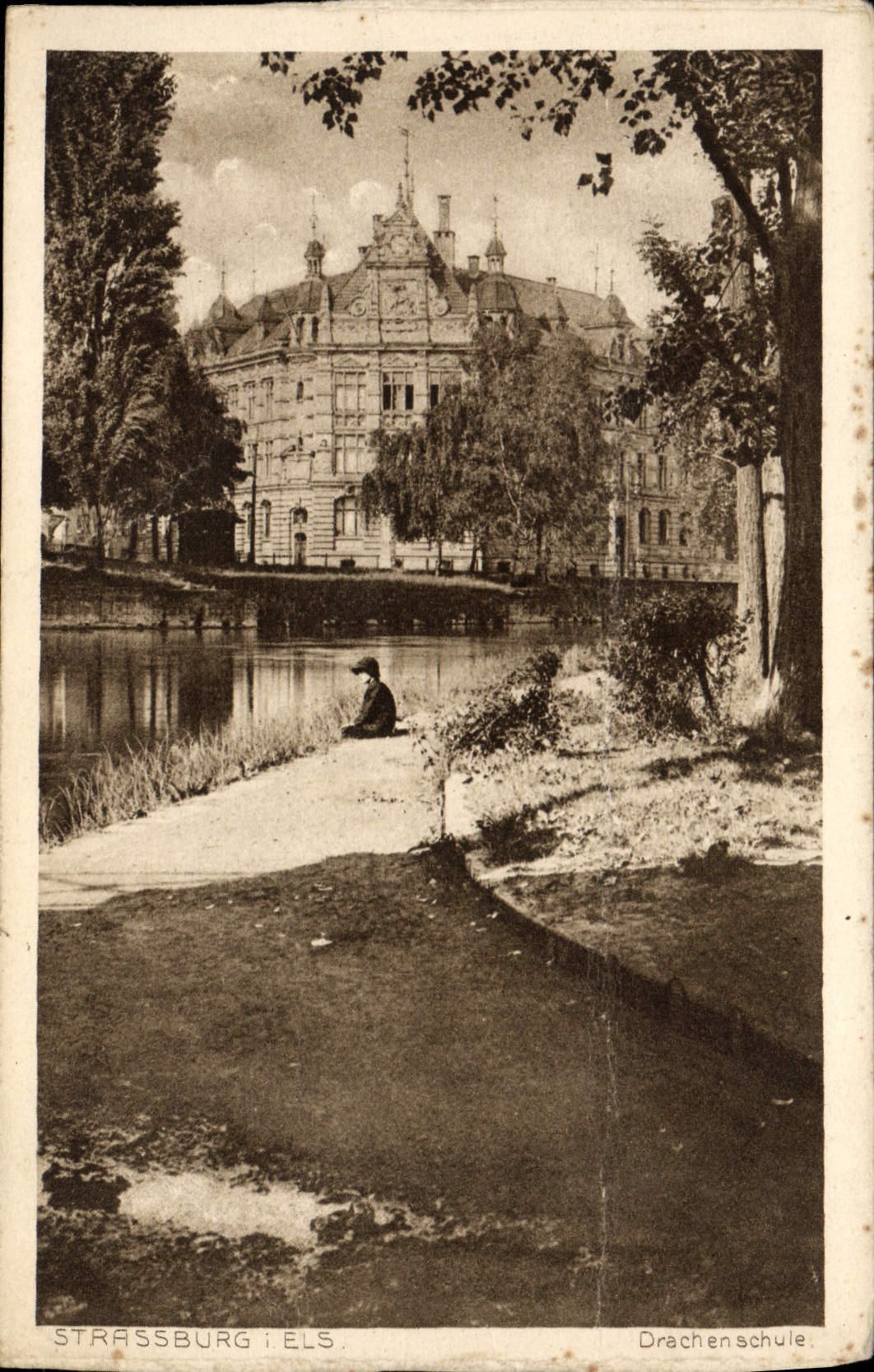 VINTAGE POSTCARD Strassburg Drachenschule