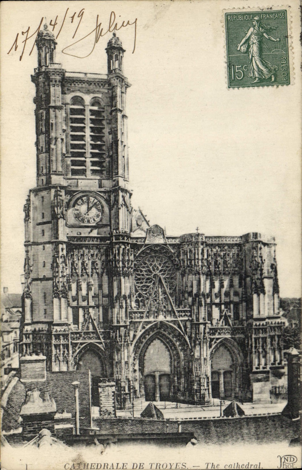 VINTAGE POSTCARD Cathedral De Troyes