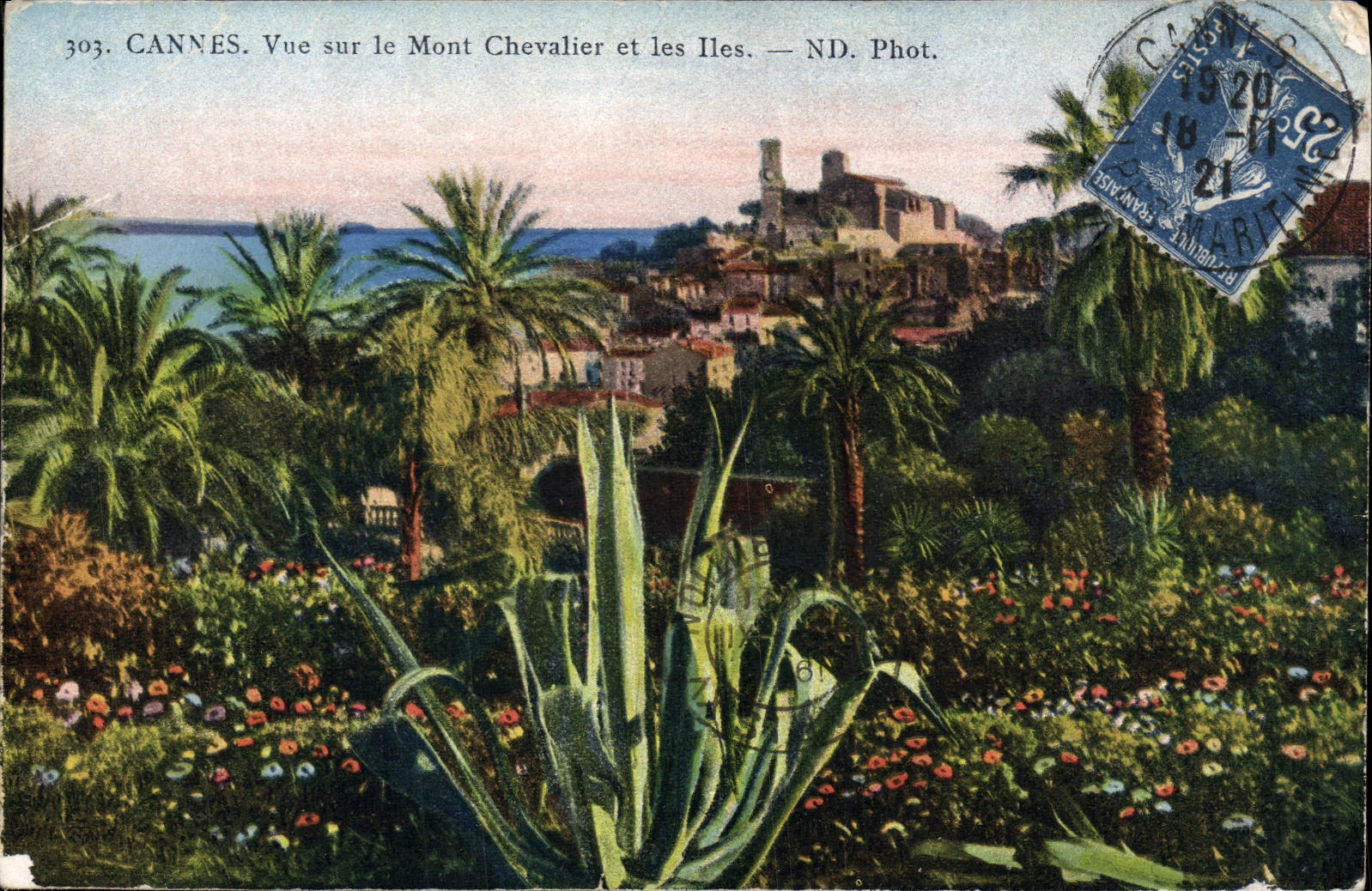 VINTAGE POSTCARD Cannes Seen on the Mount Knight and the Islands