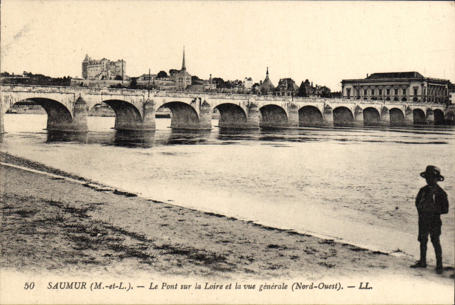 VINTAGE POSTCARD Saumur the Bridge on the Loire and View