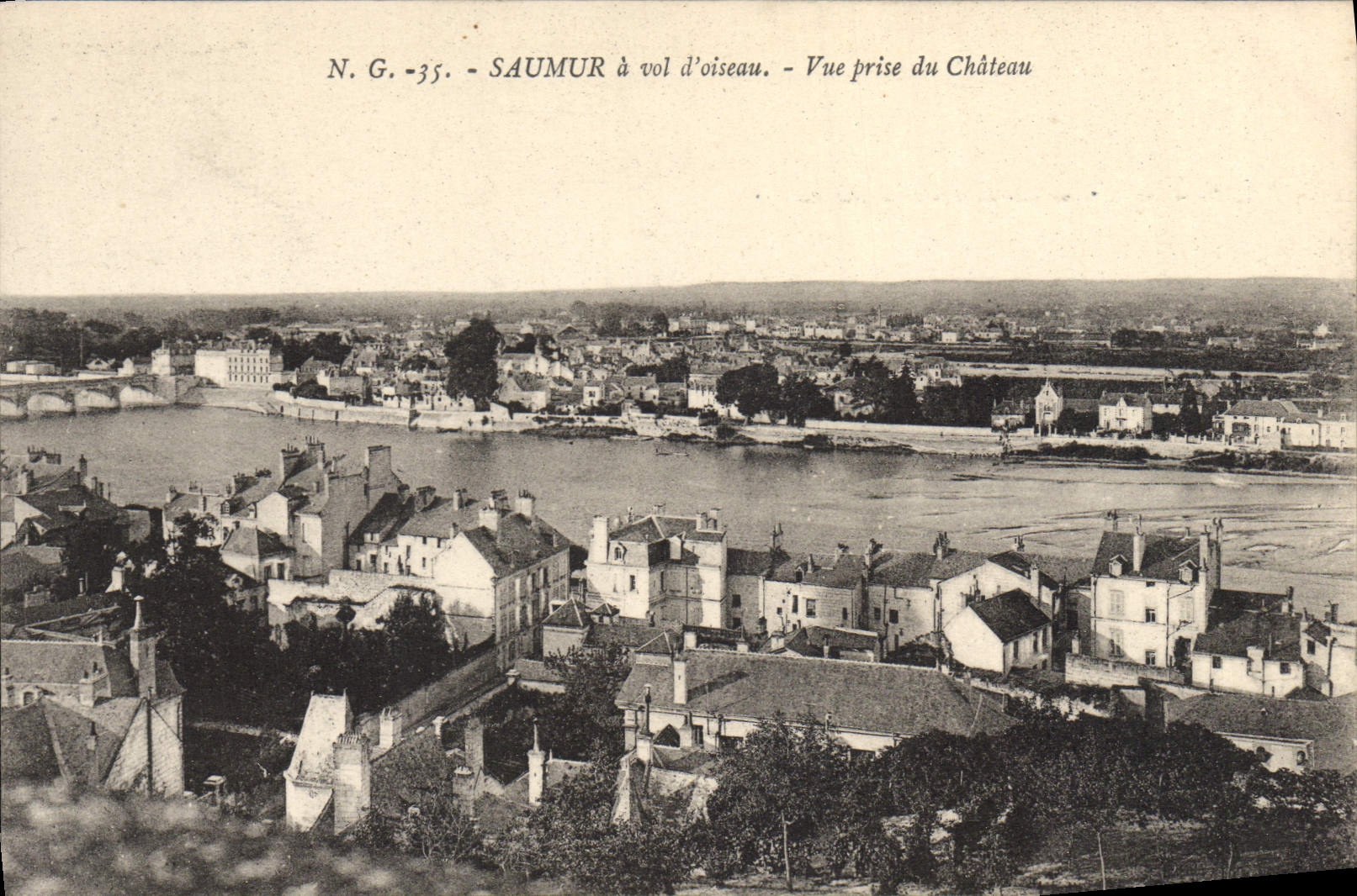 VINTAGE POSTCARD Saumur as the crow flies Seen from of the Castle