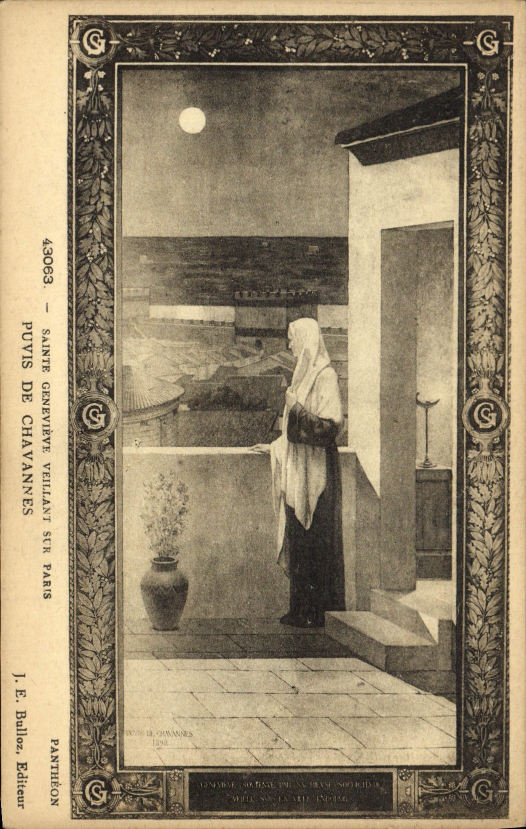 VINTAGE POSTCARD Paris Sainte Genevieve Puvis De Chavannes the Pantheon