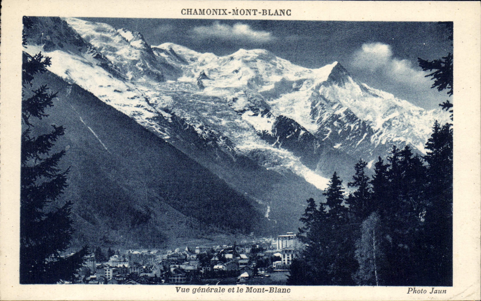VINTAGE POSTCARD Chamonix Mont Blanc View and Mont Blanc