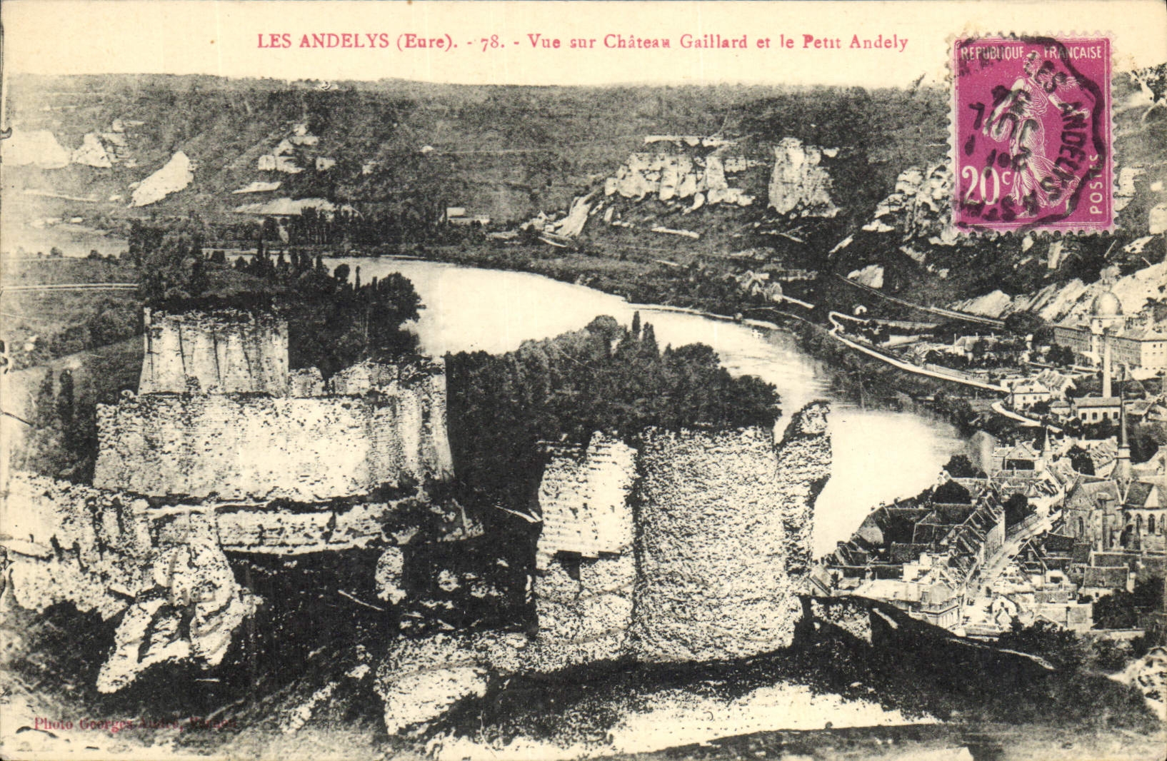 VINTAGE POSTCARD Andelys Seen On Strong Castle and Small Andely
