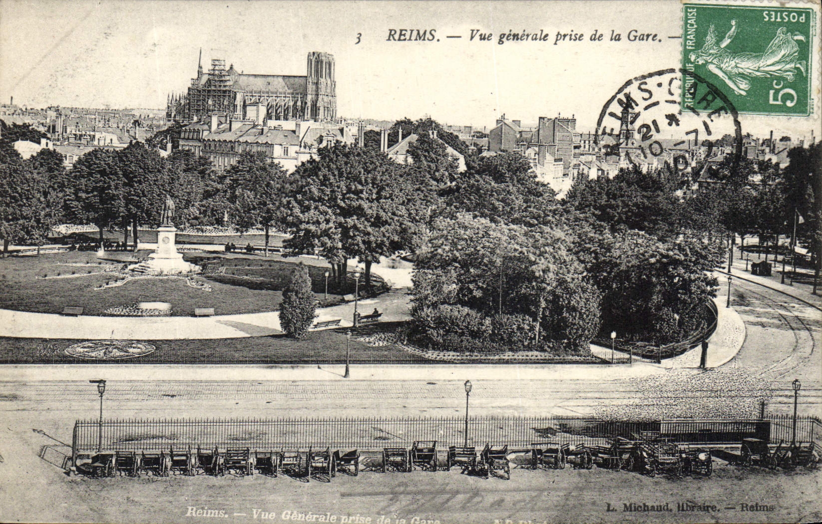 CPA Reims Vue Generale Prise de la Gare