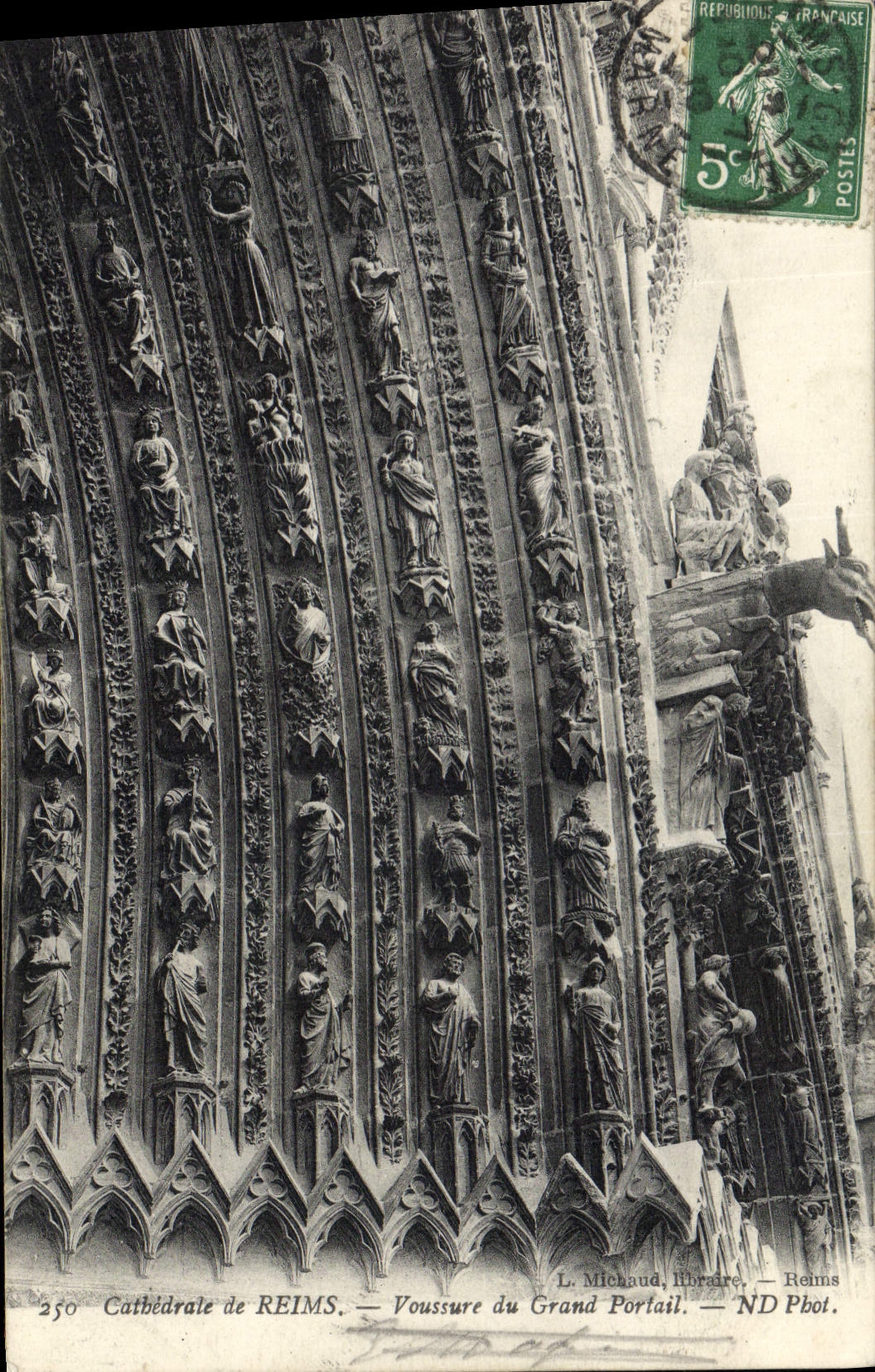 CPA Reims Cathedrale Voussure du Grand Portail