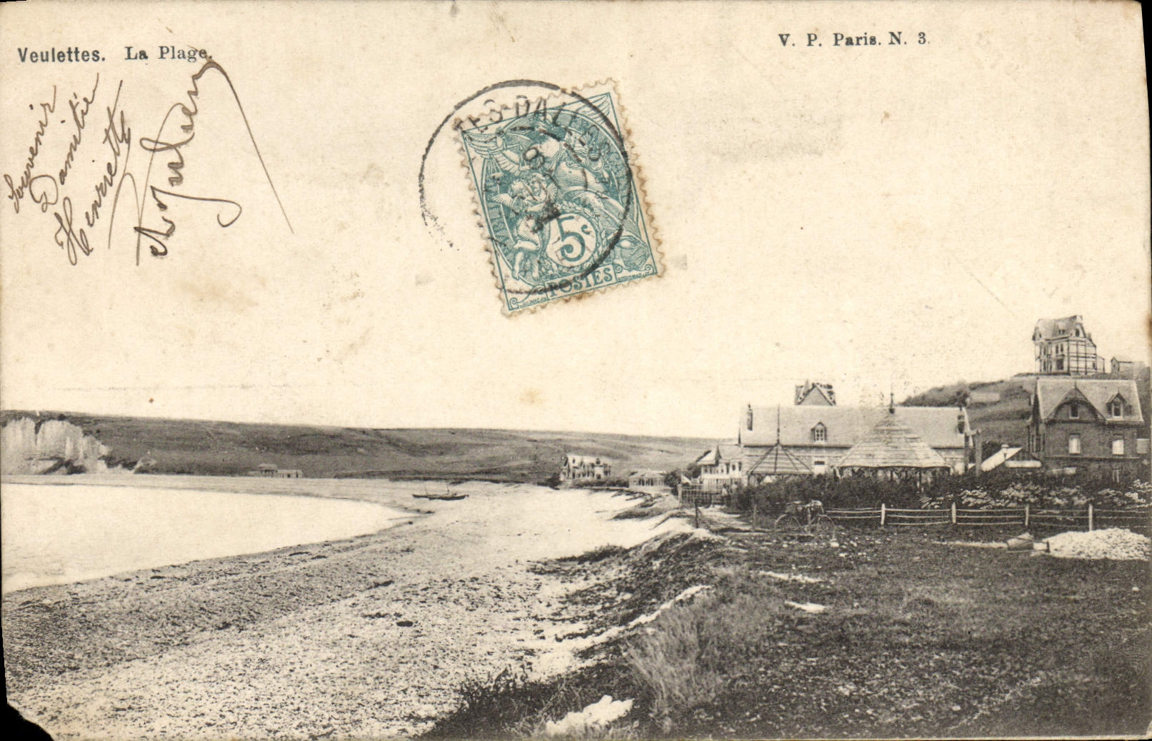VINTAGE POSTCARD Veulettes the Beach