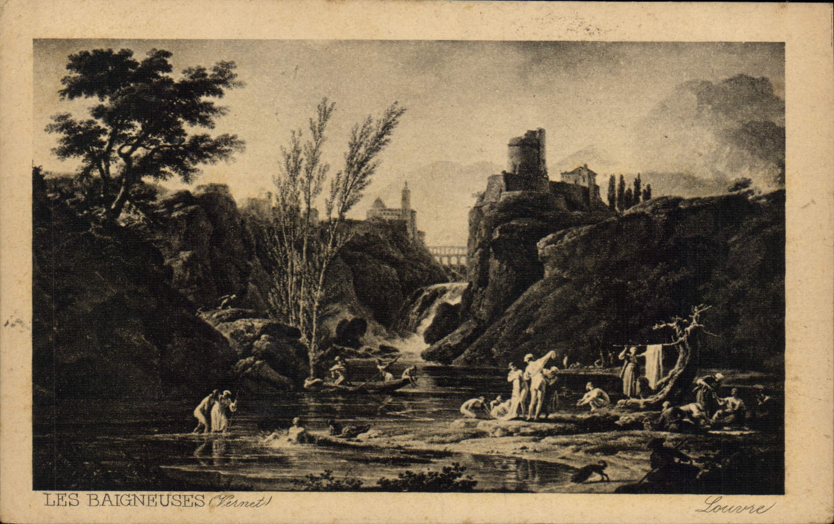 VINTAGE POSTCARD the Bathers Louvre Vernet