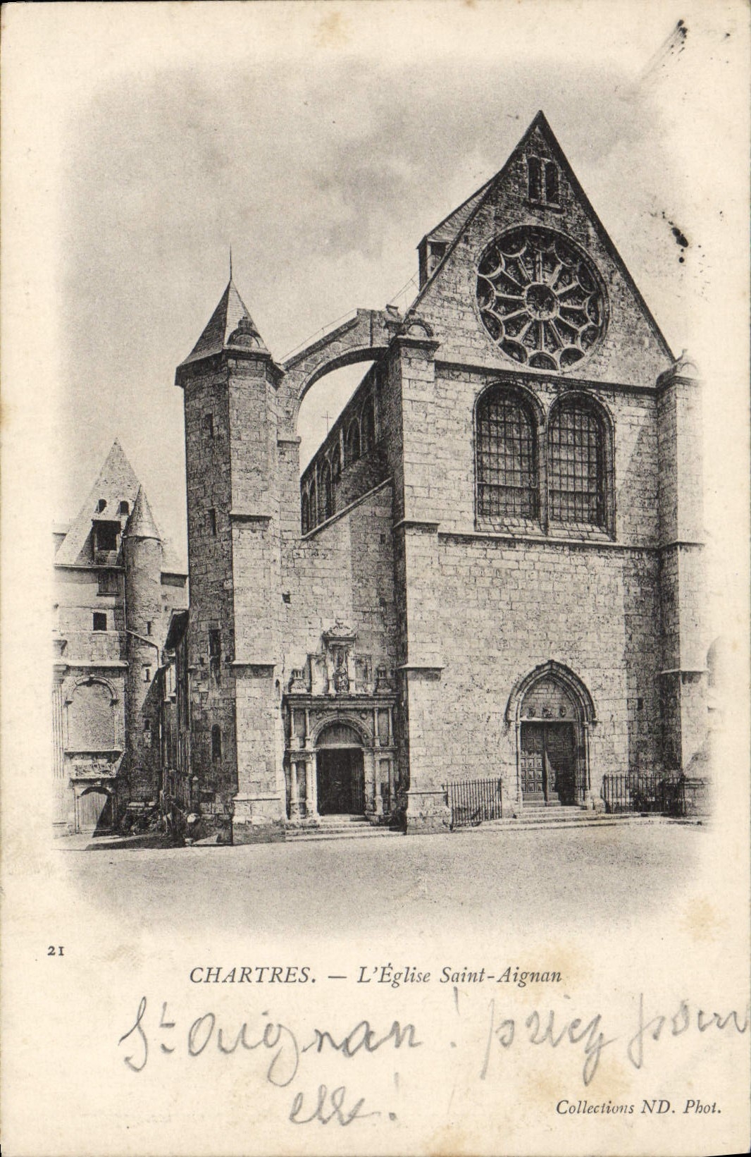 POSTAL Chartres de la VENDIMIA la iglesia Aignan Saint