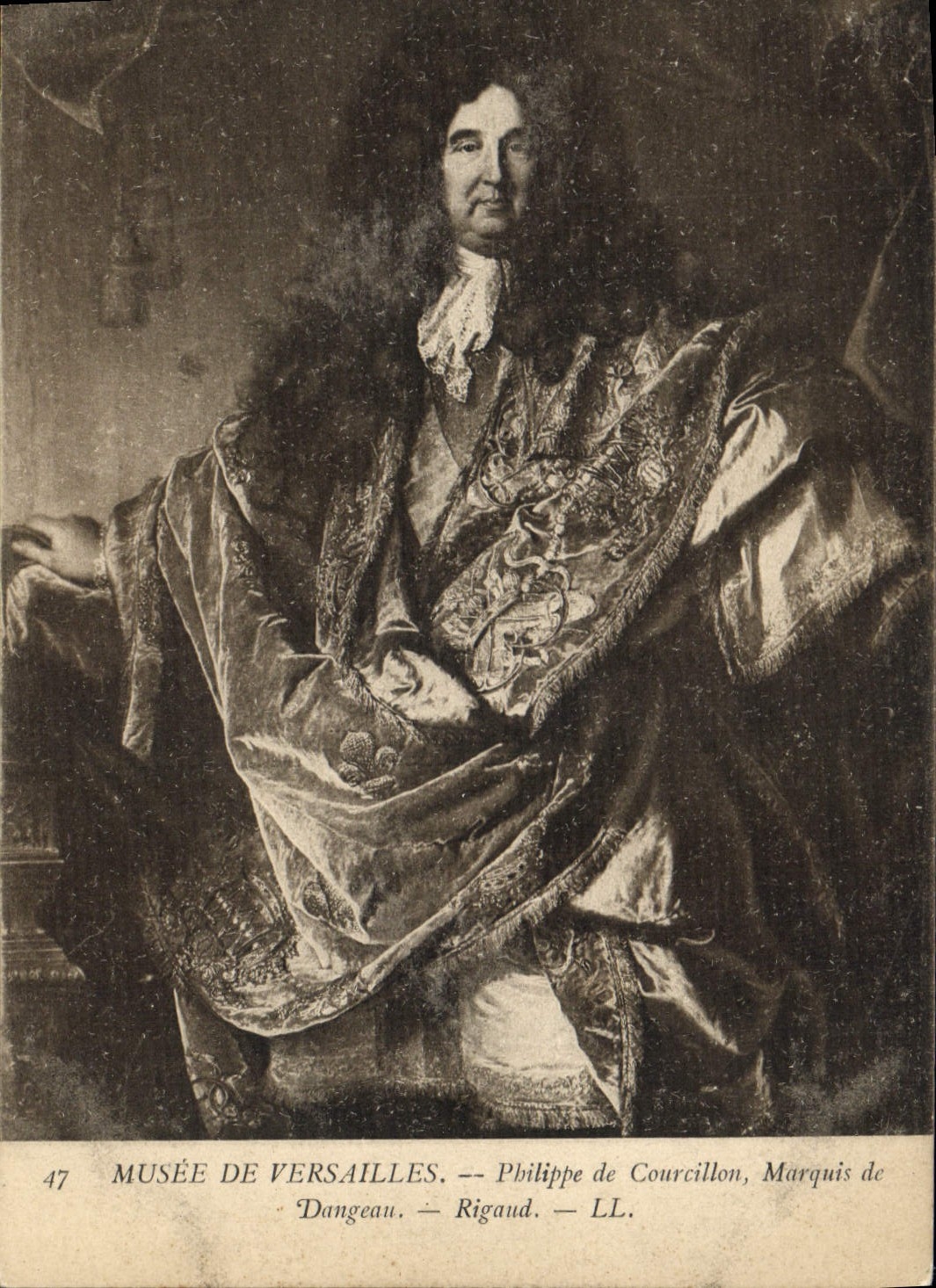 VINTAGE POSTCARD Museum Of Versailles Philippe de Courcillon Marquis de Dangeau Stone