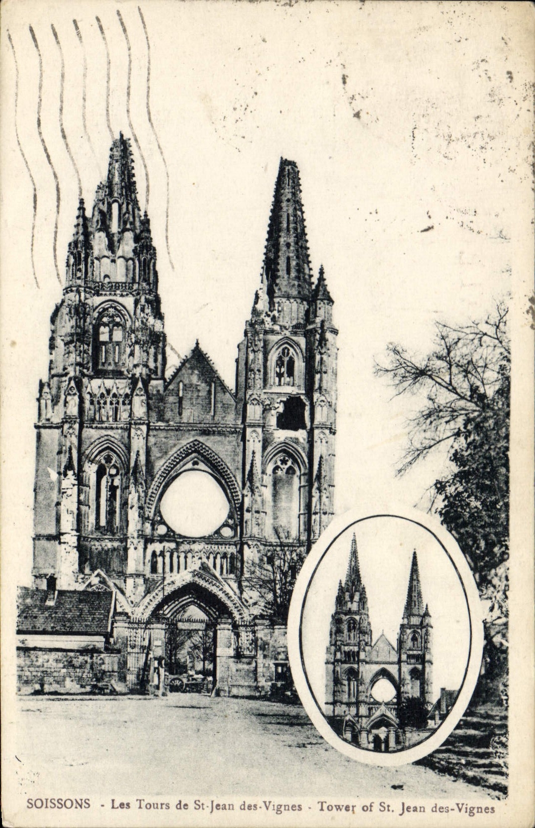 VINTAGE POSTCARD Soissons Tours of St Jean of the Vines