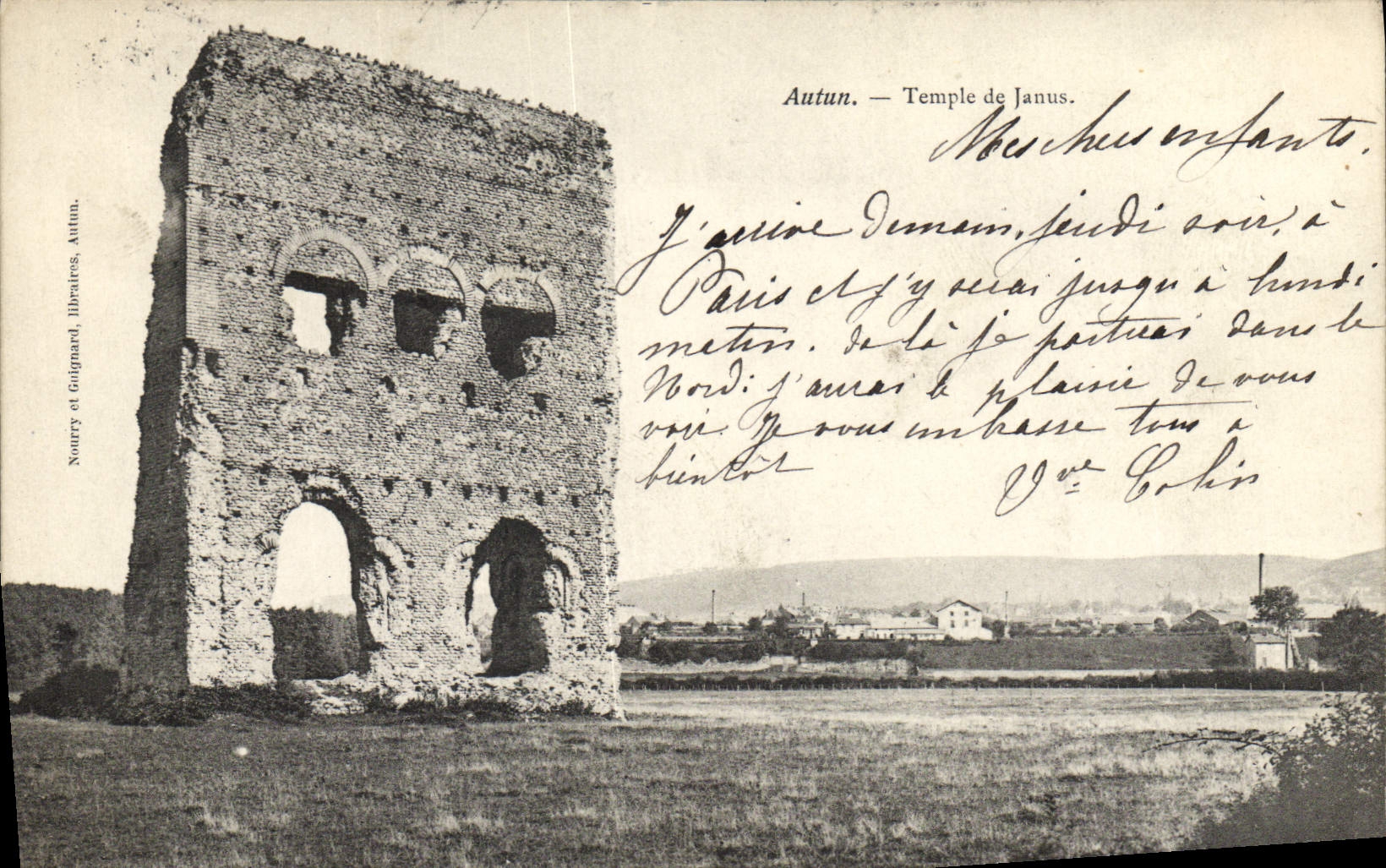 VINTAGE POSTCARD Autun Temple De Janus