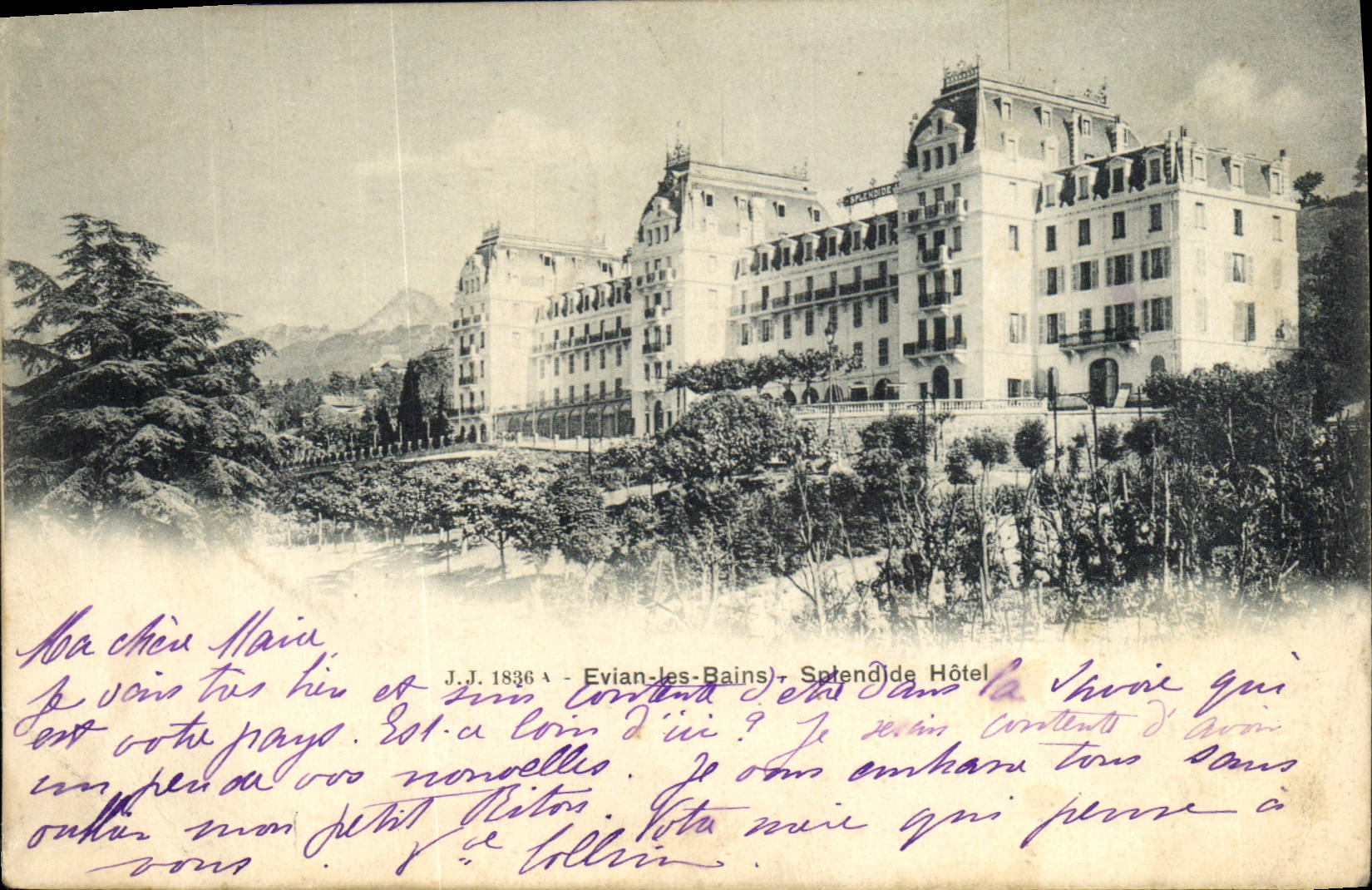 VINTAGE POSTCARD Evian Les Bains Splendid Hotel