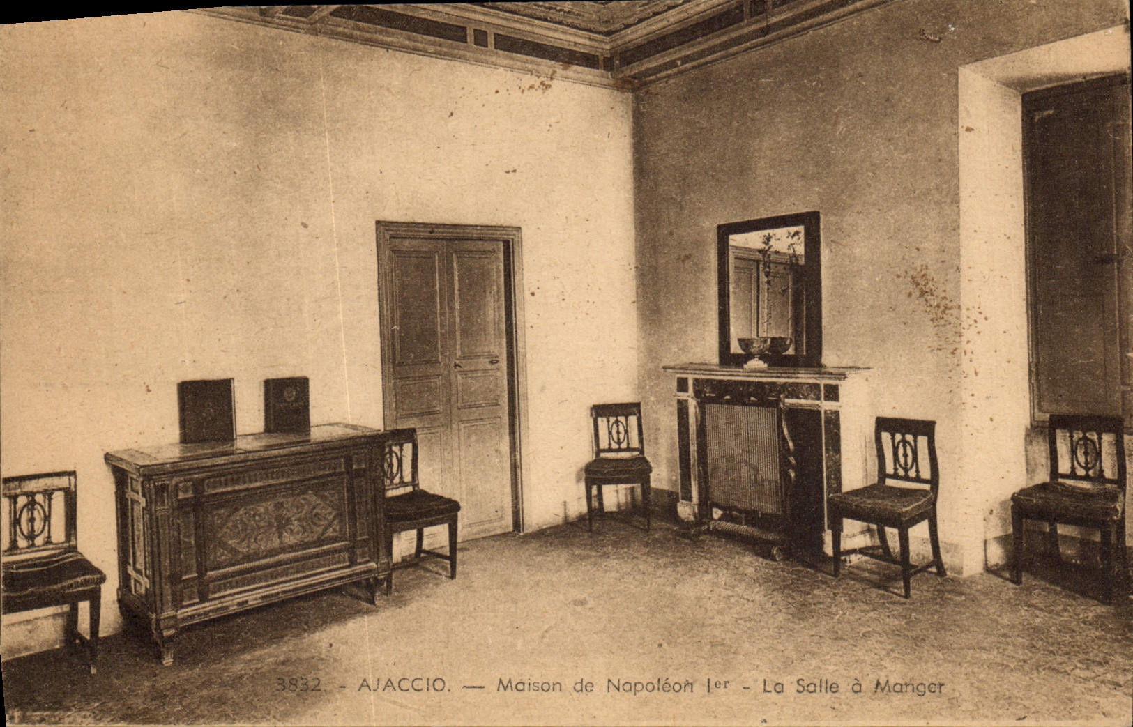 VINTAGE POSTCARD Ajaccio House De Napoteon 1st Dining room