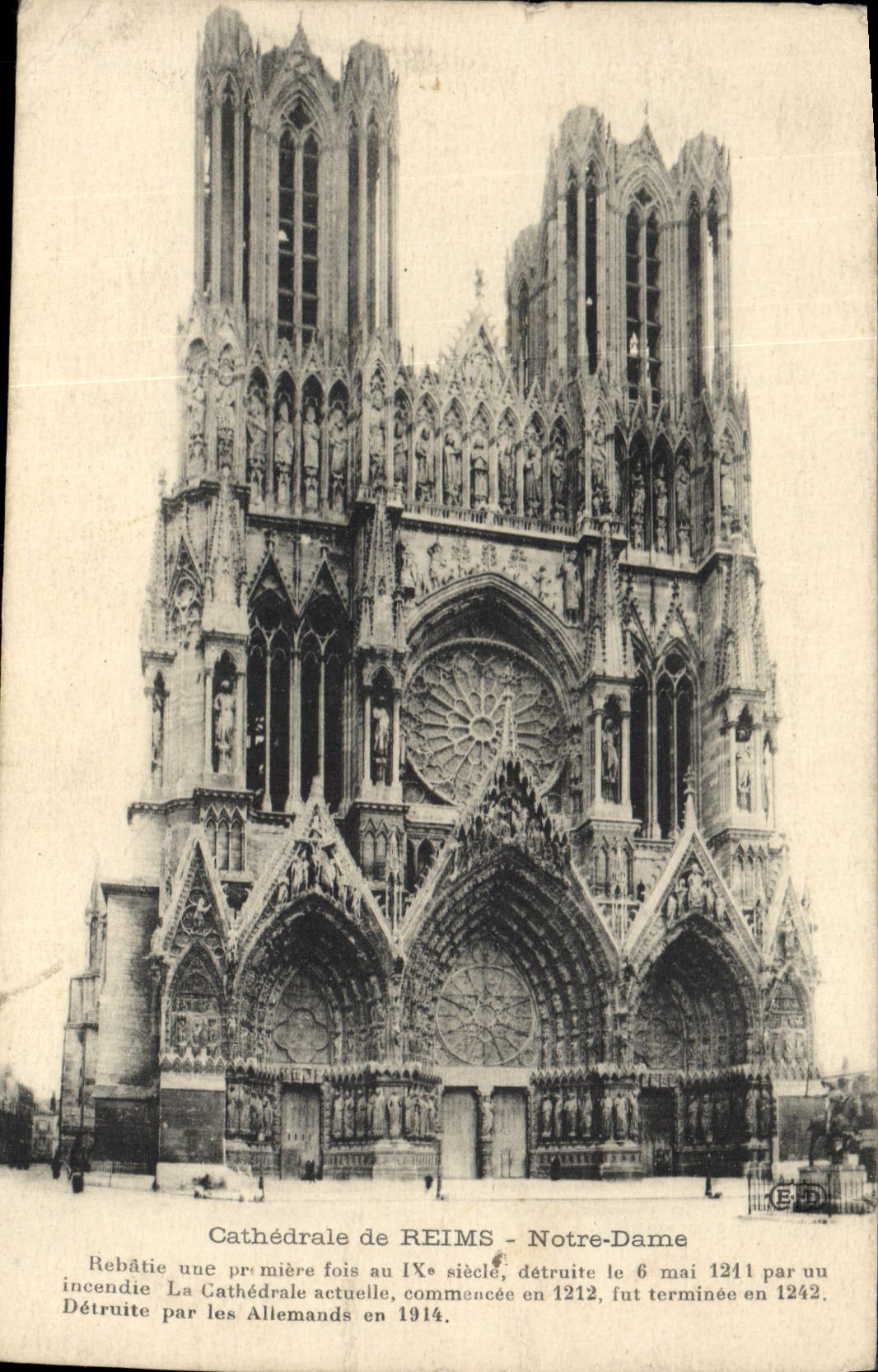 VINTAGE POSTCARD Cathedral Of Rheims Notre Dame