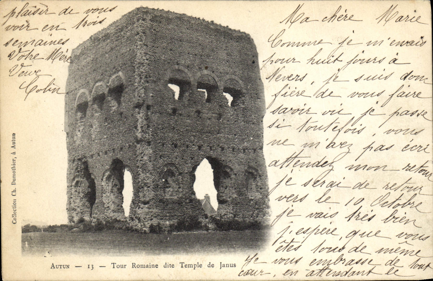 CPA Autun Tour Romaine Dite Temple De Janus