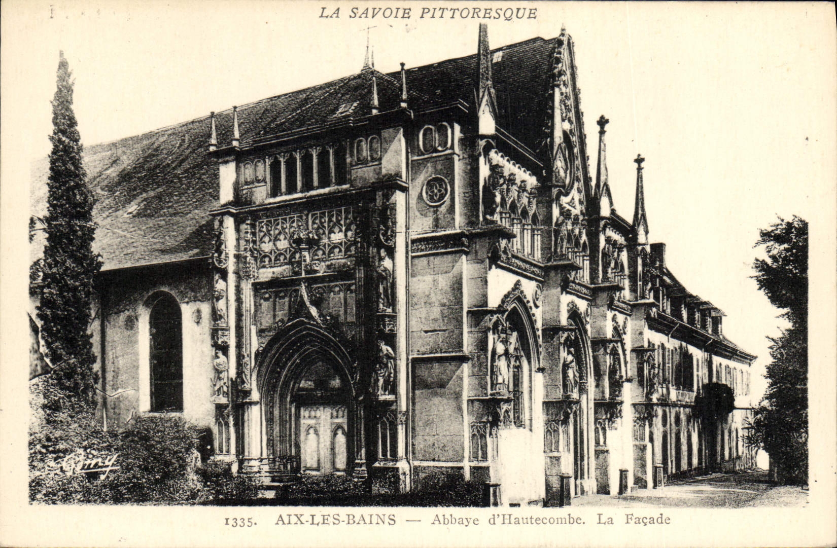 VINTAGE POSTCARD Aix Les Bains Abbey D' Hautecombe the Frontage