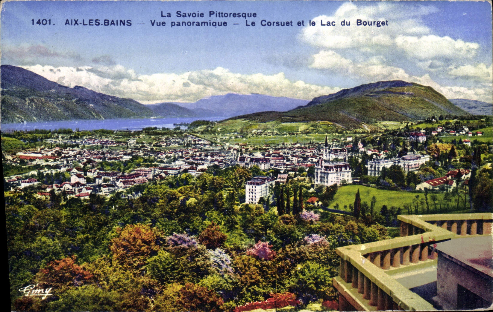 CPA Aix Les Bains Vue Panoramique Le Corsuet Et Le Lac Du Bourget