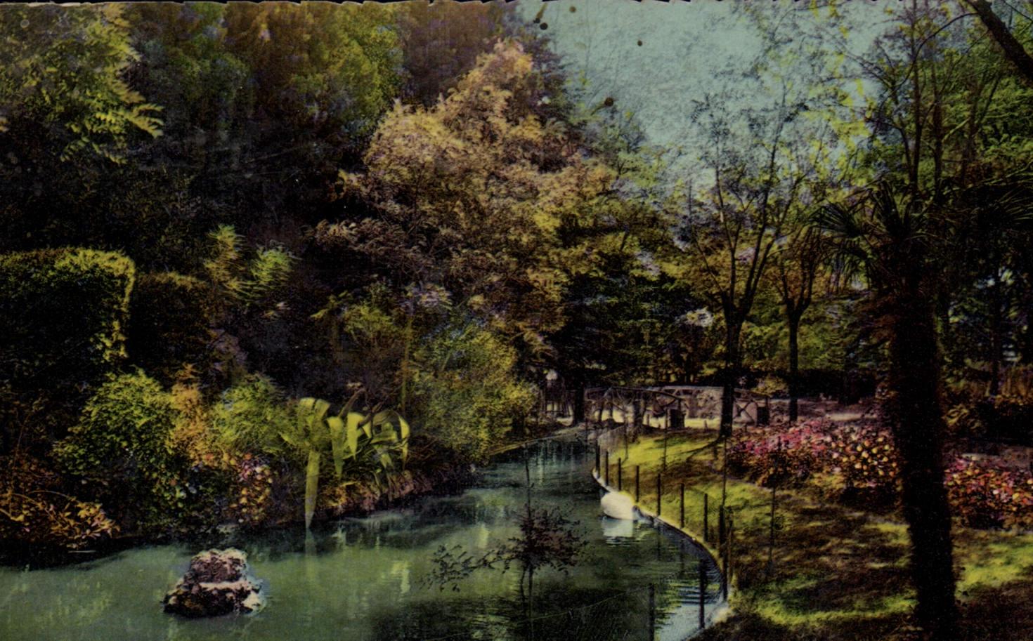 Esquina de Lezignan de la POSTAL de la VENDIMIA del jardín público