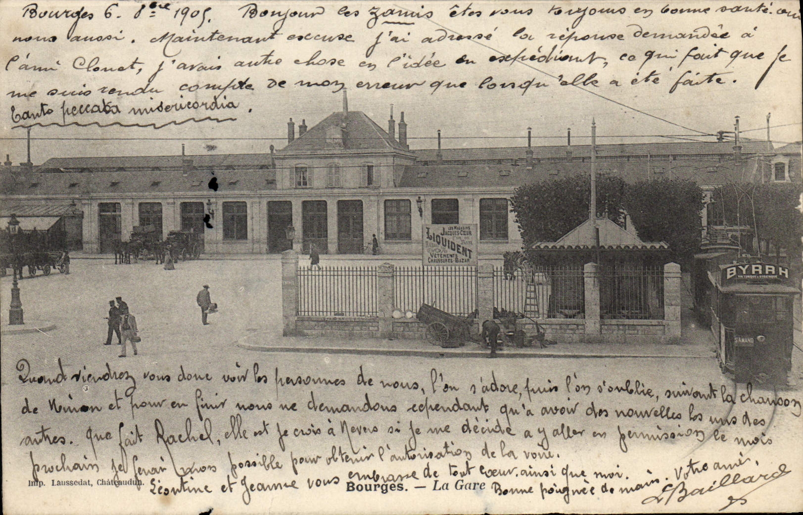Tranvía de Byrrh de la estación de tren de Bourges de la POSTAL de la VENDIMIA