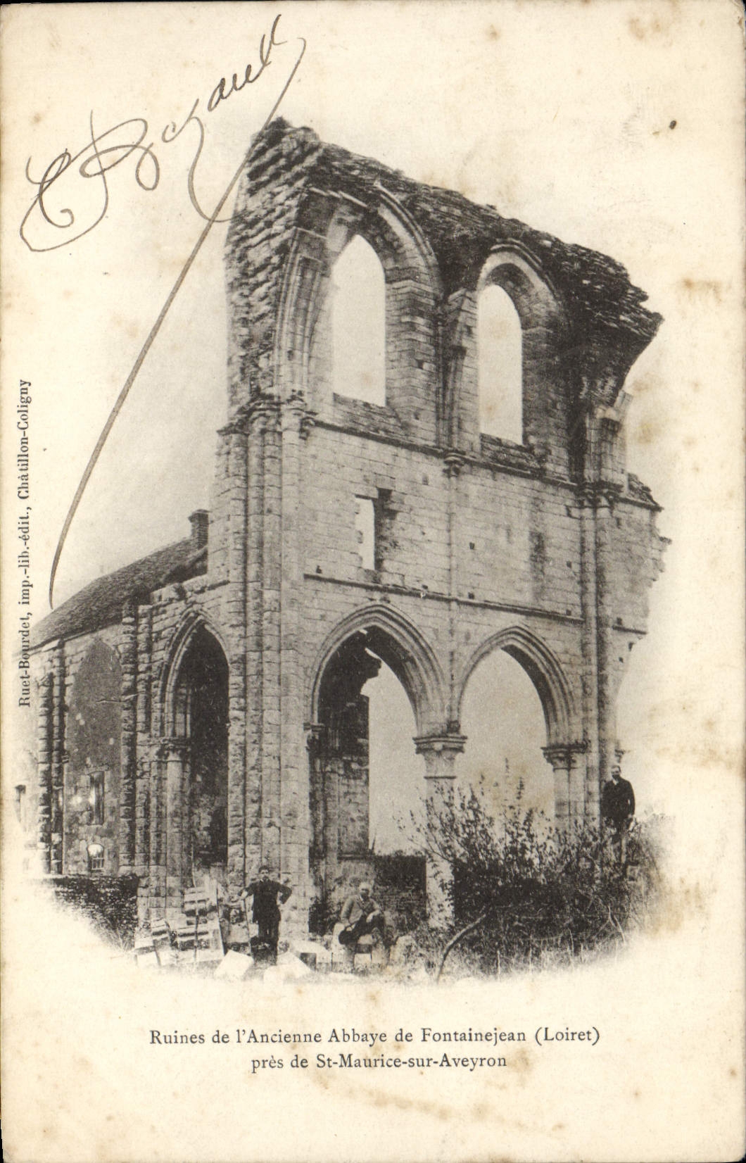 VINTAGE POSTCARD Ruins De I' Ancienne Abbey De Fontainejean Close To St Maurice On Aveyron